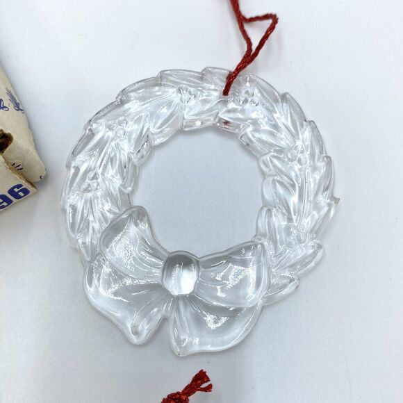 2 Princess House Lead Crystal Christmas Tree Ornament Rocking Horse Wreath #896 - Picture 3 of 9